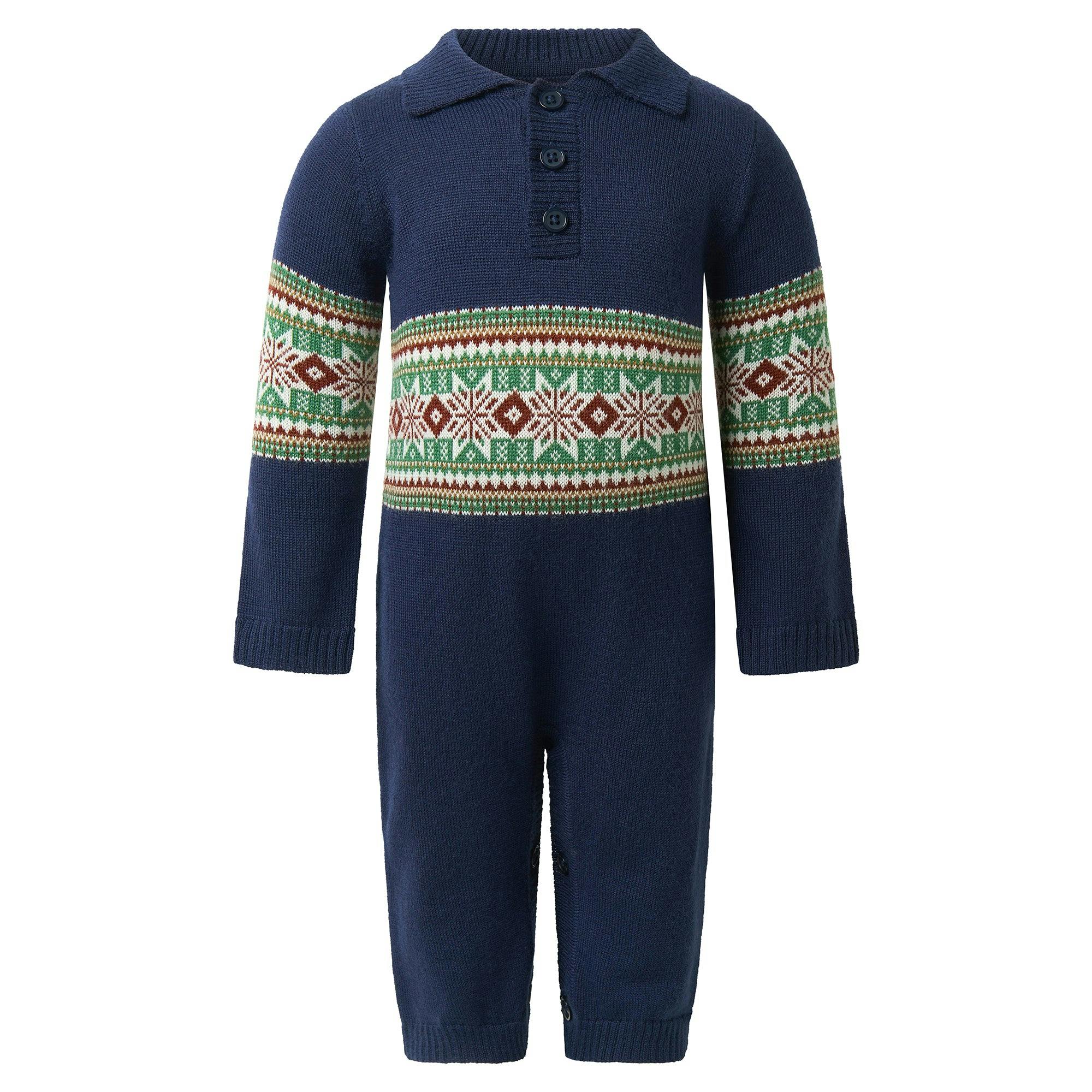 Navy Fairisle Knit Playsuit