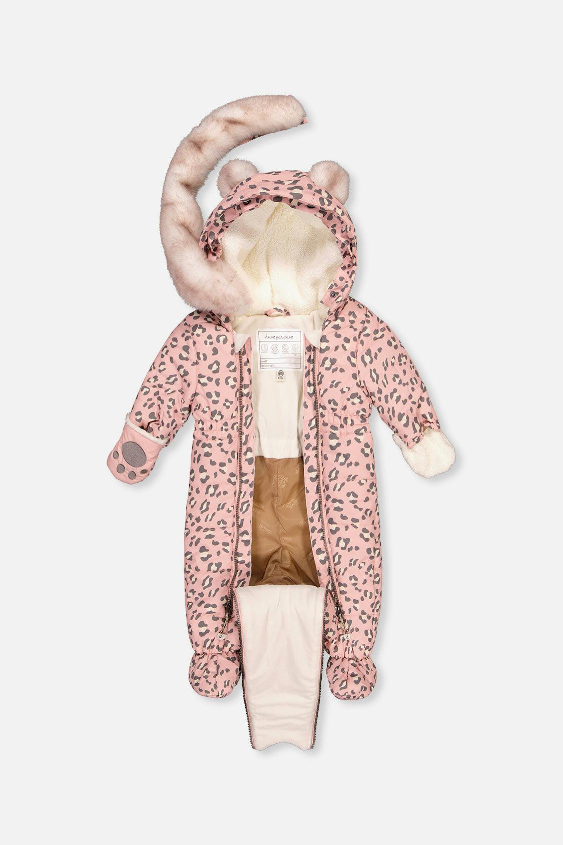Baby One Piece Snowsuit For Car Seats Rose Leopard Print