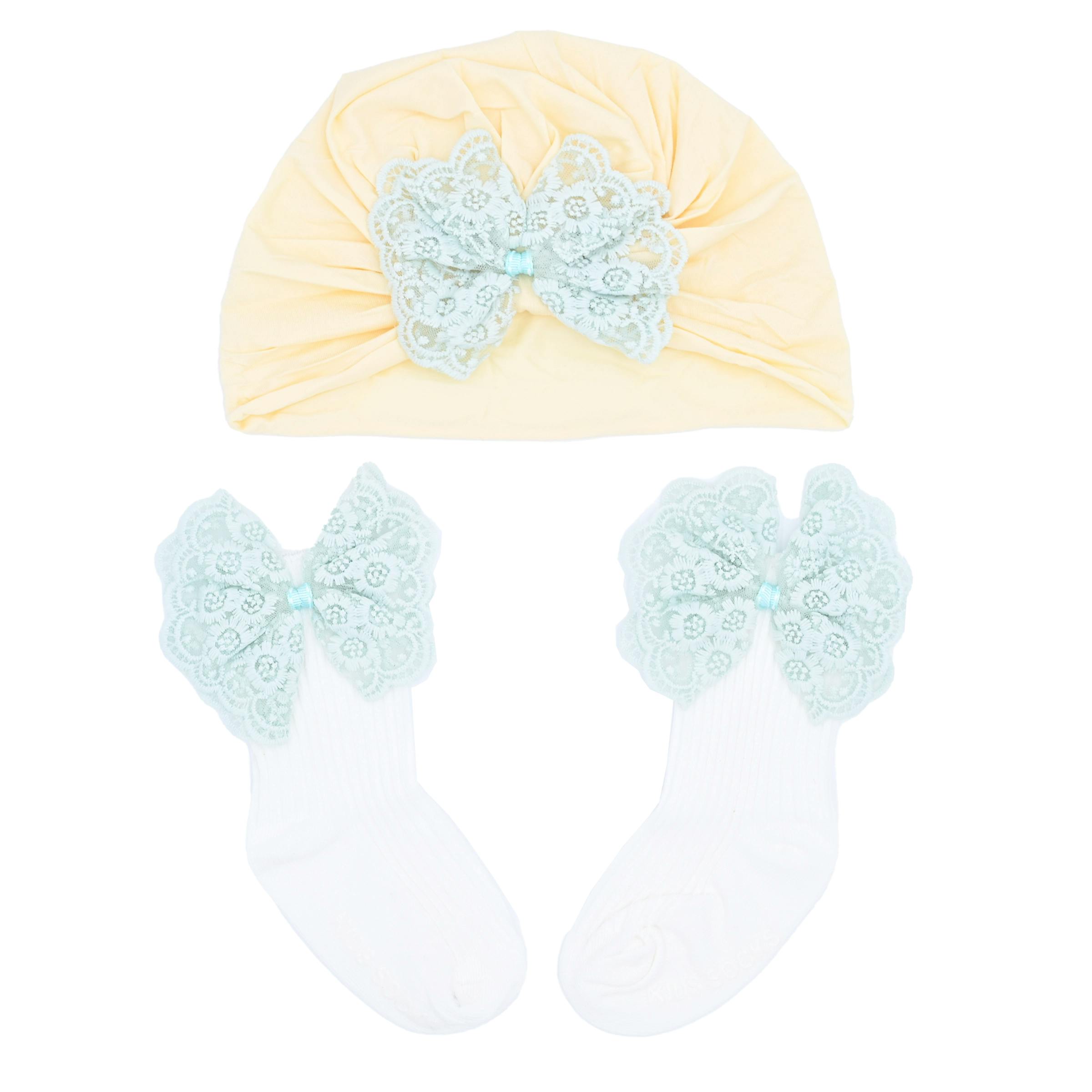 Teal Lace Bow and Yellow White Gift Set