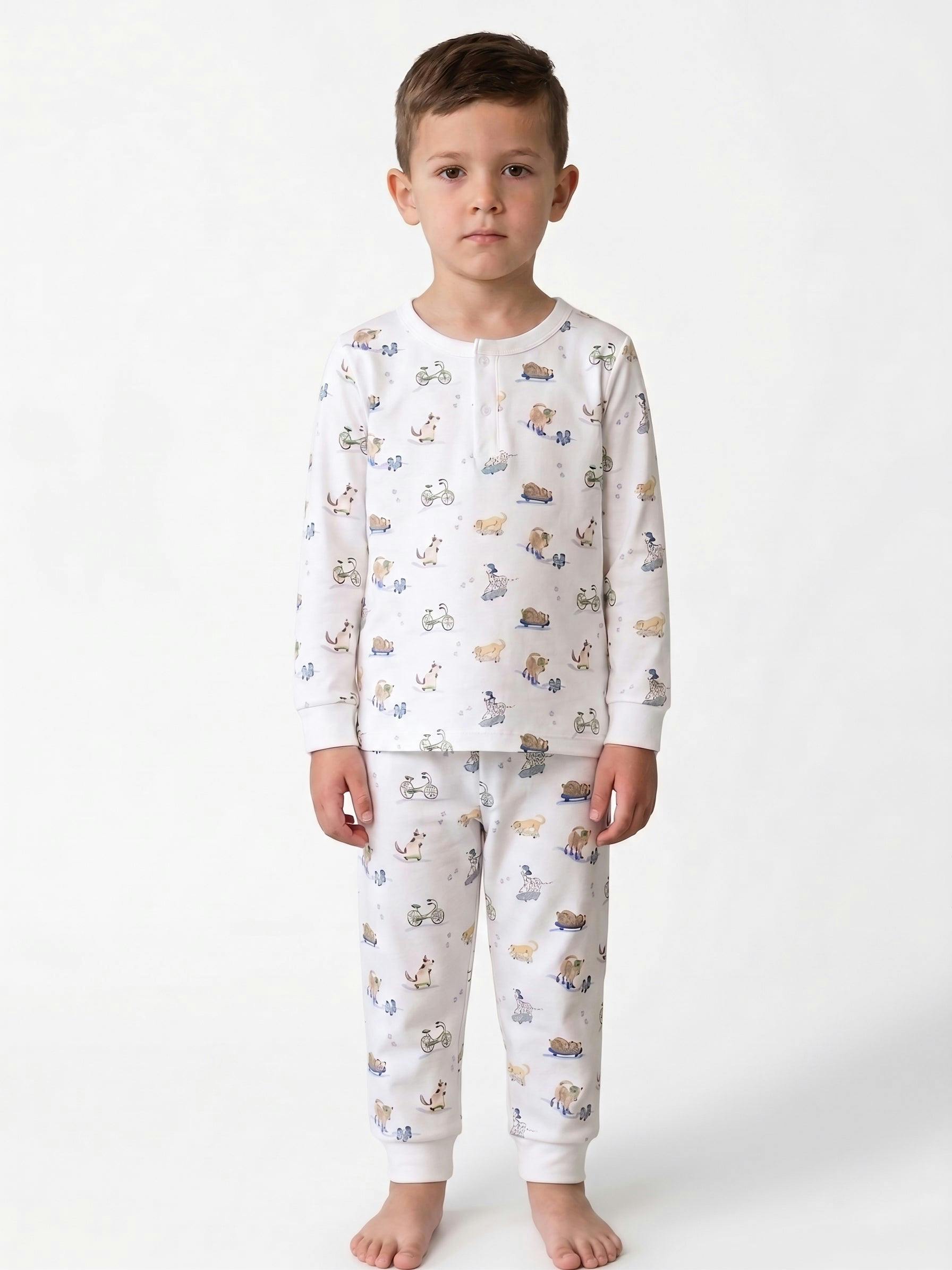 Roller Pups Boy Pima Cotton Kids Long Pajama Set