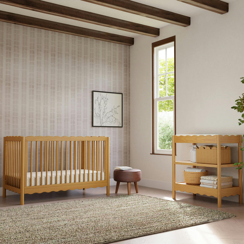 Swell 4-in-1 Convertible Crib with Toddler Bed Conversion Kit in Honey