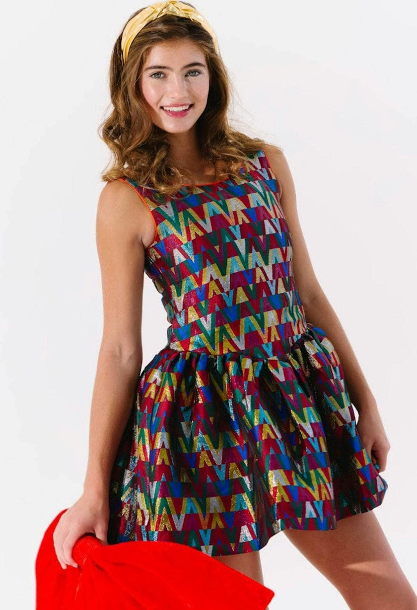Rainbow Vibes Metallic Bubble Dress – Teen/Women