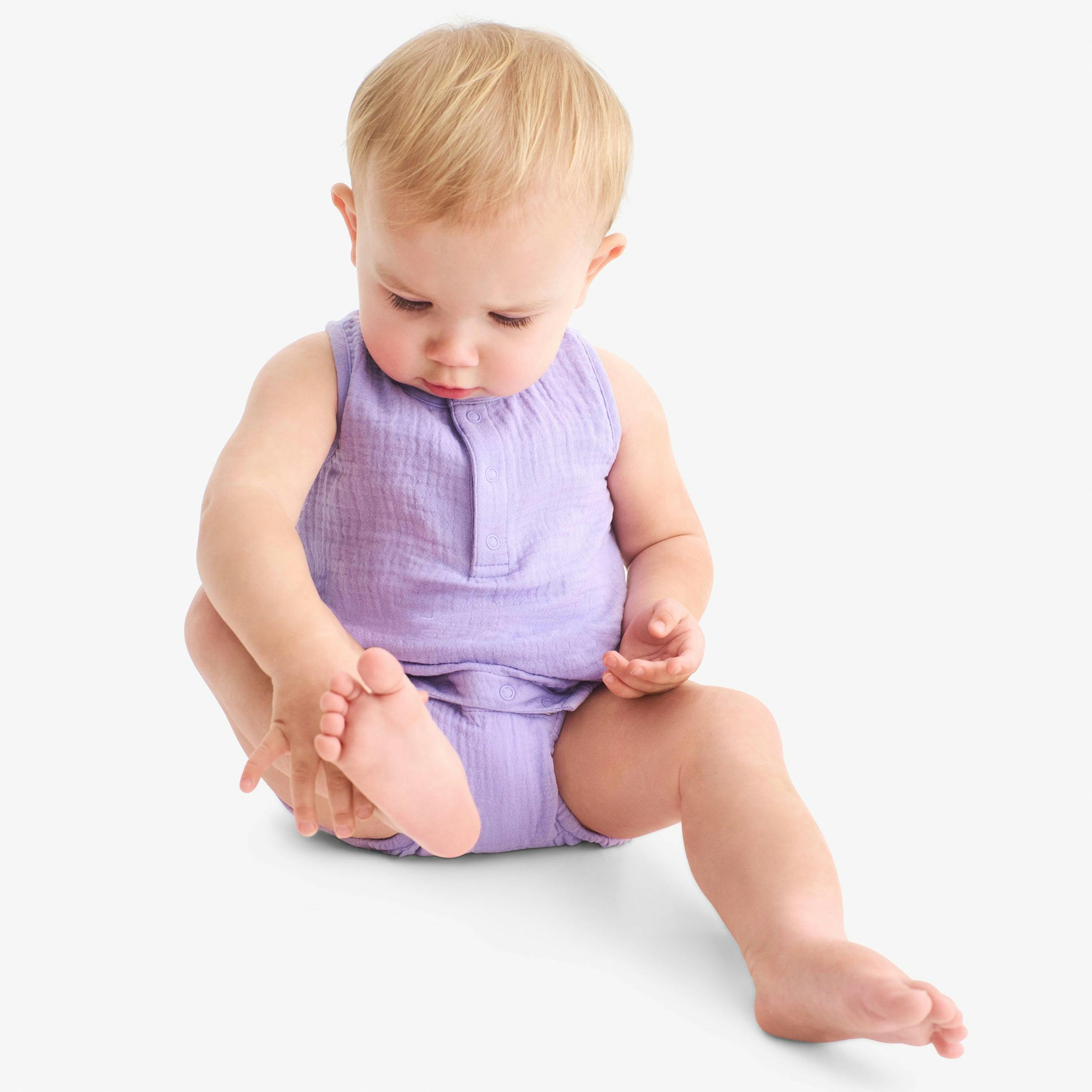 Clearance baby cotton gauze henley bubble shortie