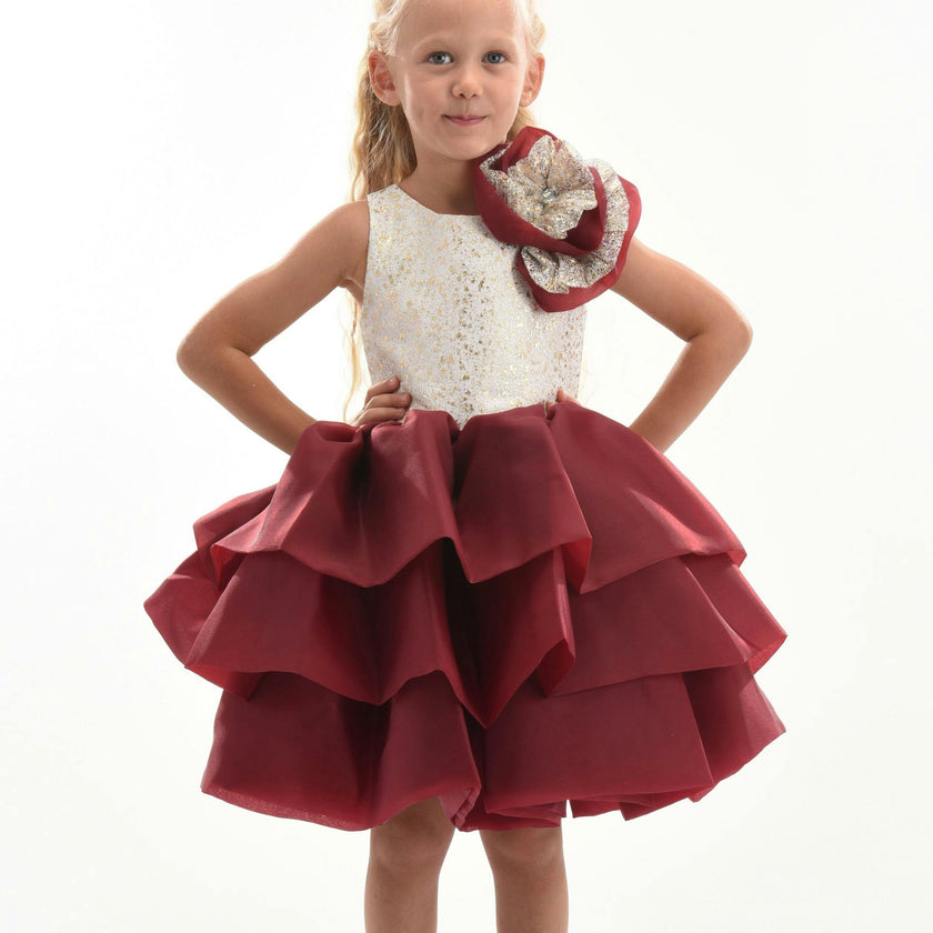 Burgundy Ladera Tiered Ruffle Dress