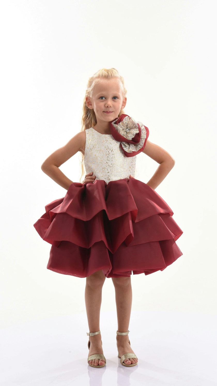 Burgundy Ladera Tiered Ruffle Dress