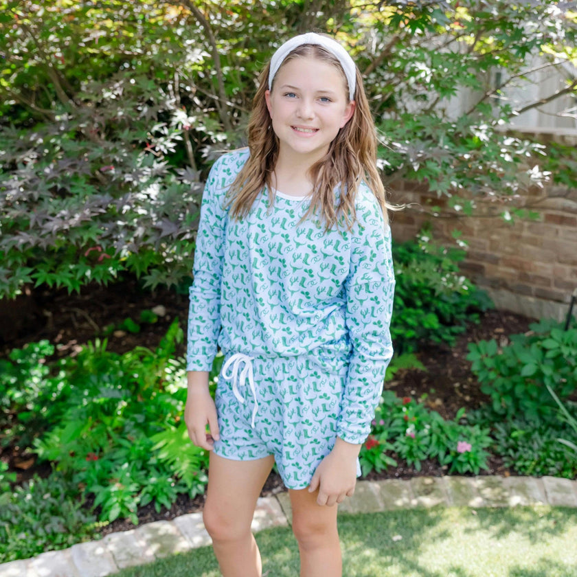 Anna Women's Longsleeve & Short Set - Wild West Blue