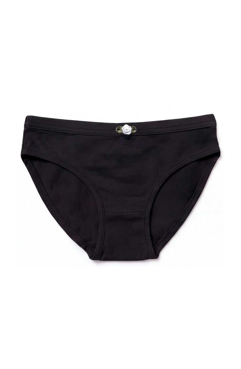 Girls Underwear 3 Piece Set - Black & White Hearts & 2 Solid Black