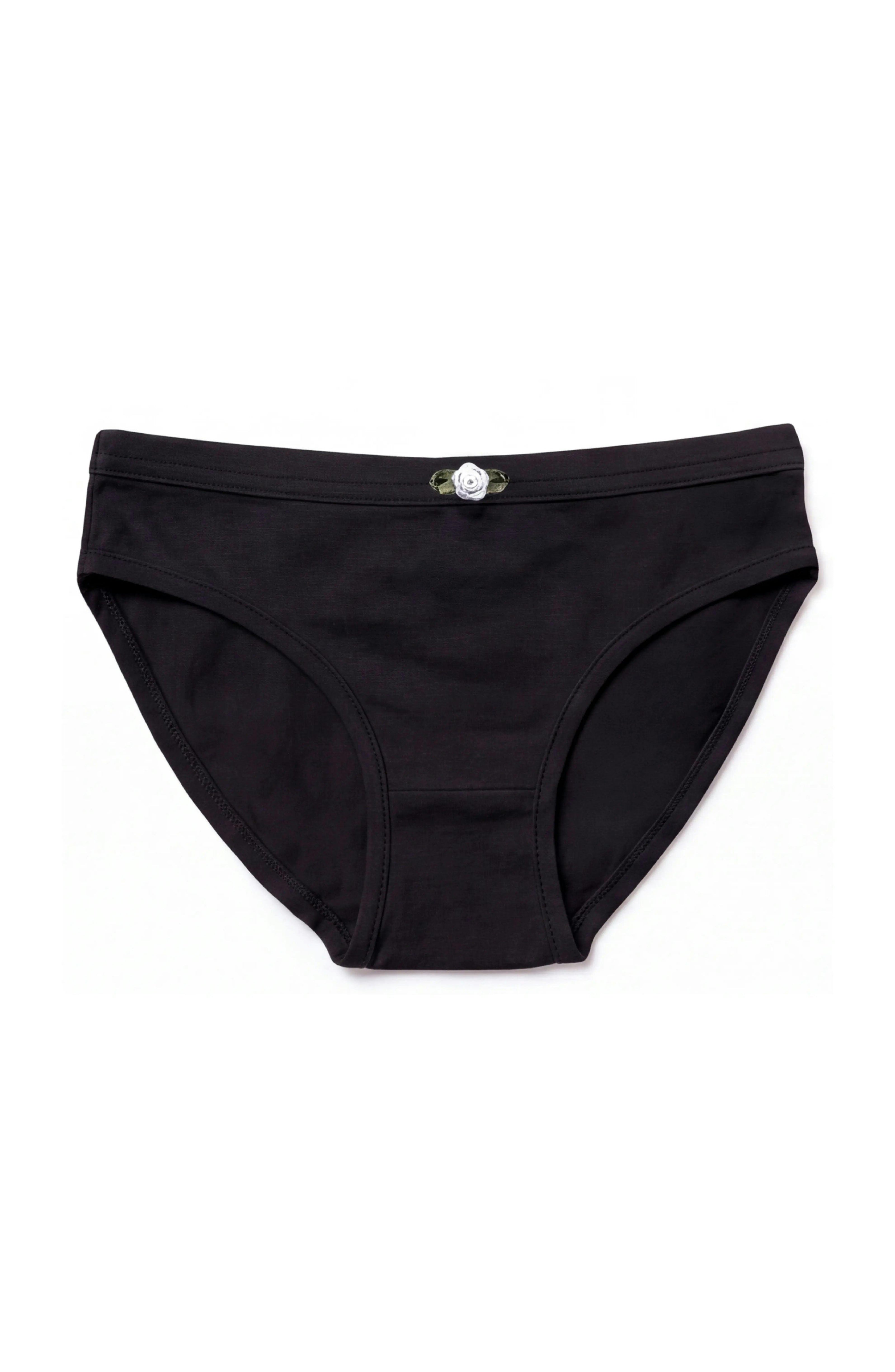 Girls Underwear 3 Piece Set - Black & White Hearts & 2 Solid Black