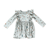 Girl's Long Sleeve Ruffle Dress
