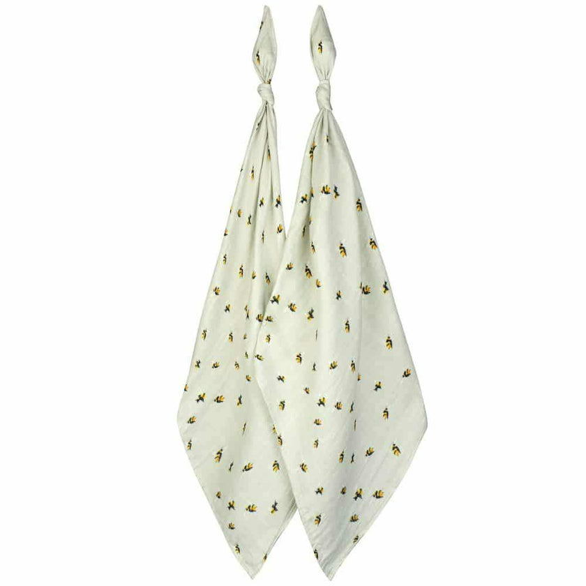 Bumblebee Bamboo Muslin Two-Piece Burp Cloth Set