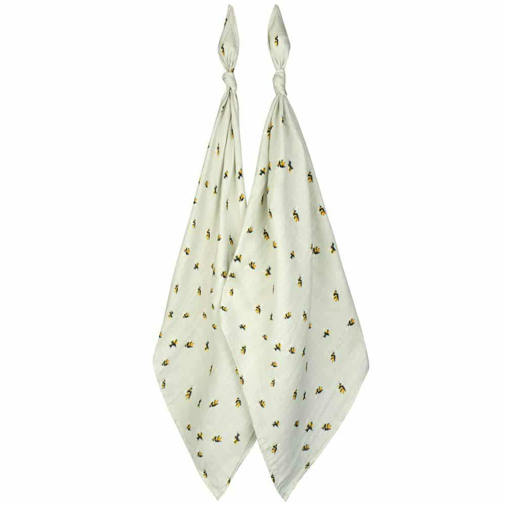 Bumblebee Bamboo Muslin Two-Piece Burp Cloth Set