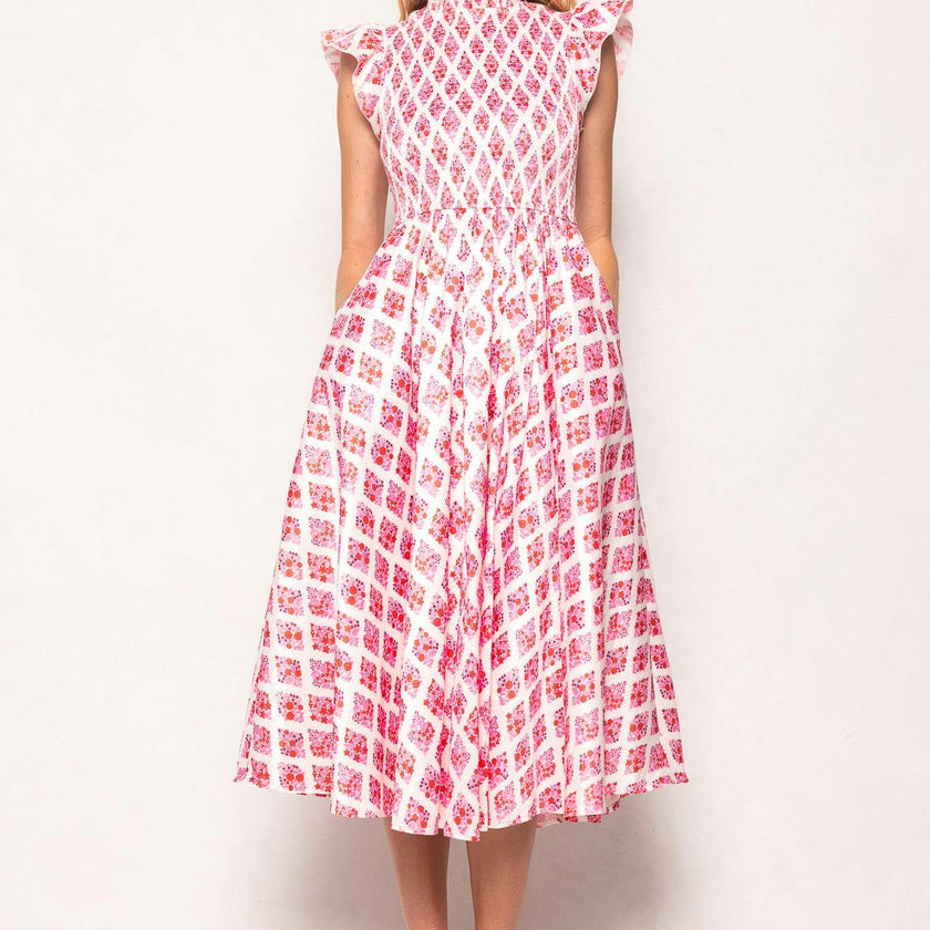 Kylie Dress in Rouge Lattice Floral