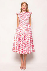 Kylie Dress in Rouge Lattice Floral