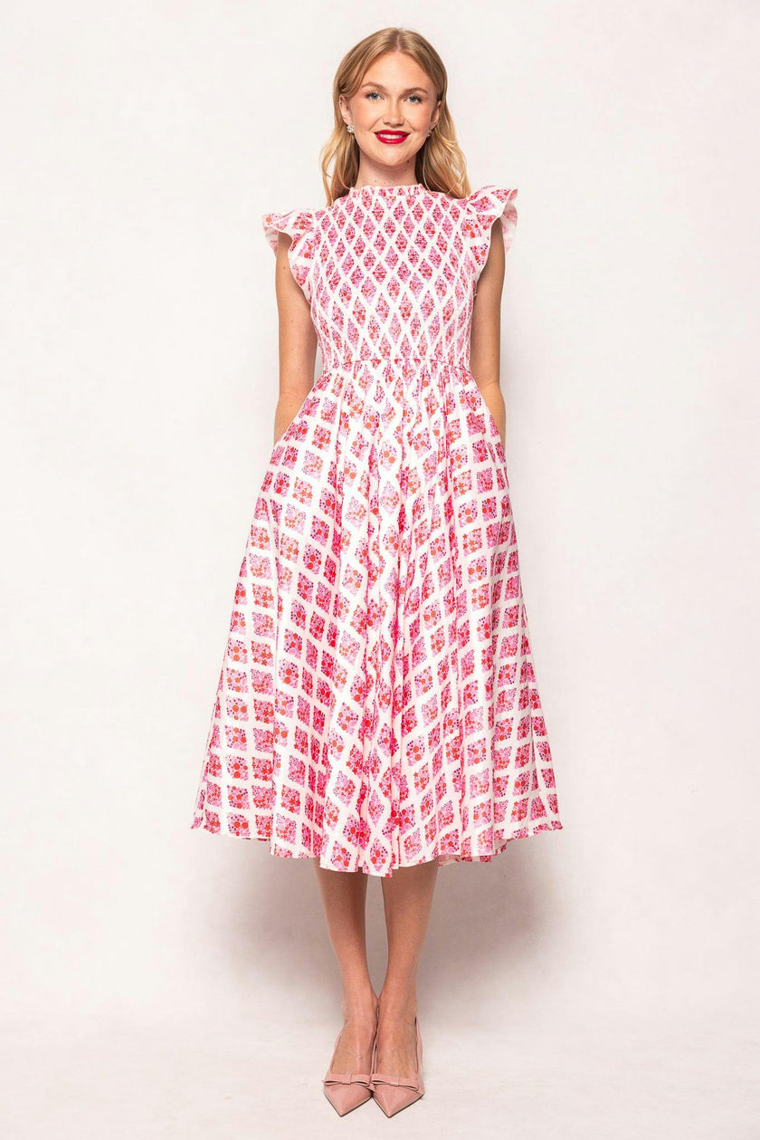 Kylie Dress in Rouge Lattice Floral