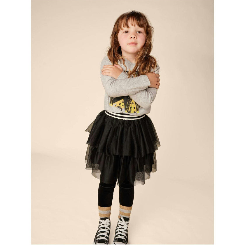 Tiered Elastic Waistband 2-Tiered Mini Tulle Skirt, Black