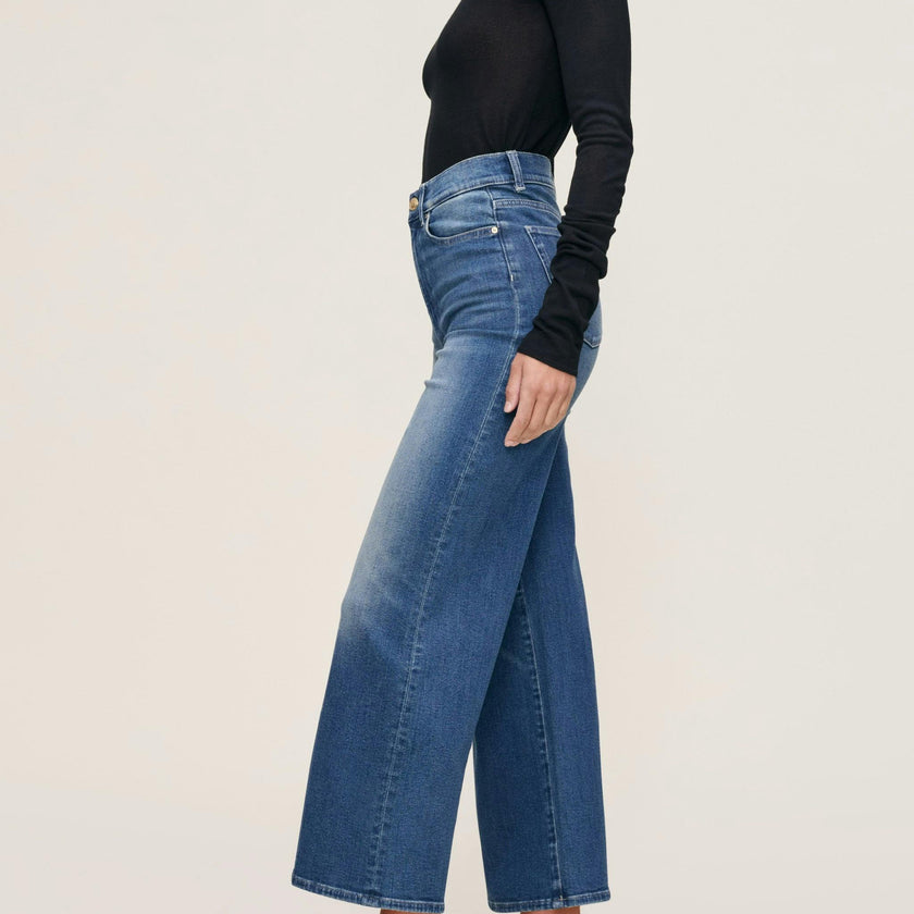 Hepburn Wide Leg High Rise Ankle Jeans Oceanside