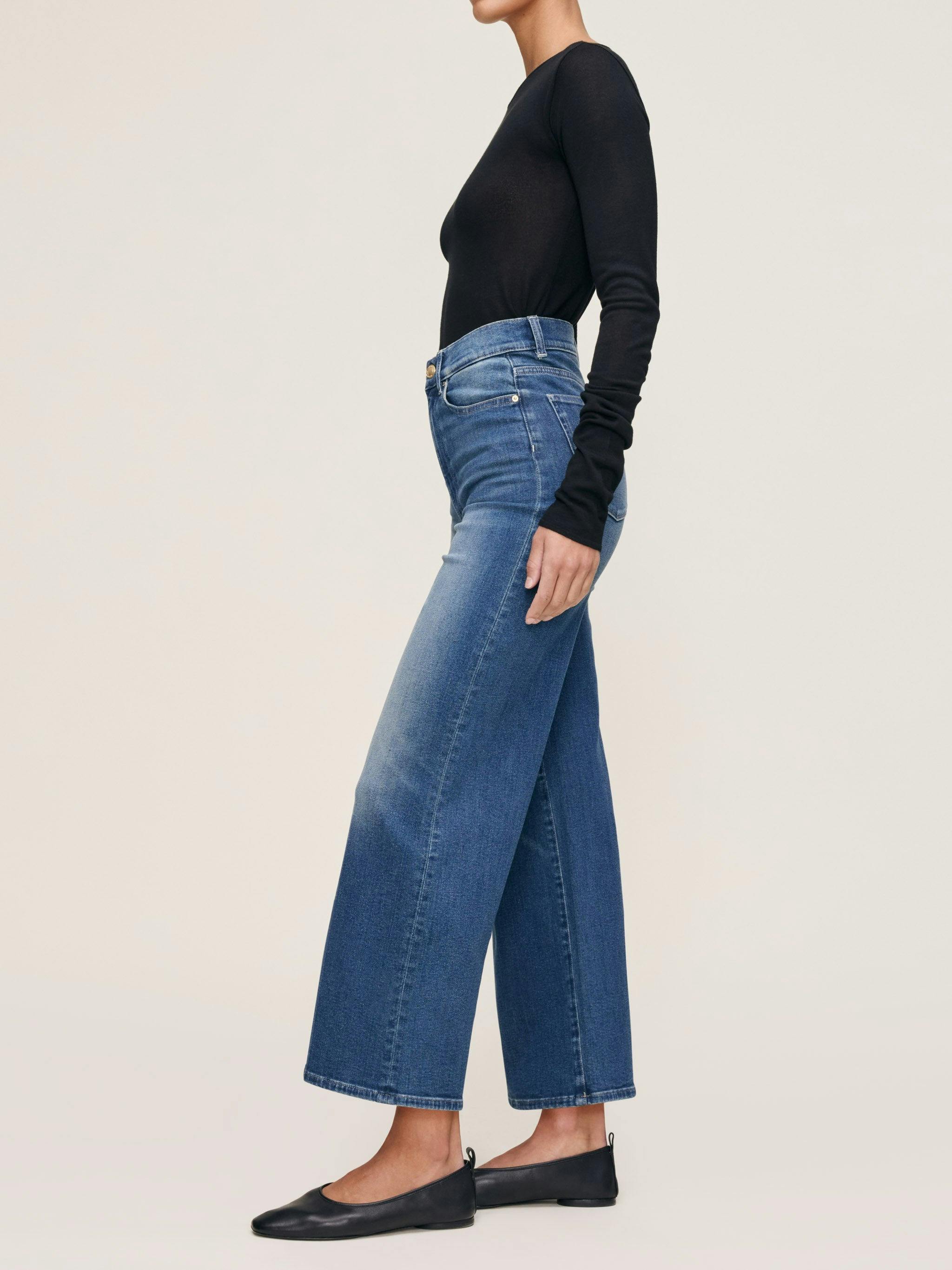 Hepburn Wide Leg High Rise Ankle Jeans Oceanside