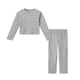 Tween (7-16) Girls Pointelle Pajama Set | Tiny Bows - Grey