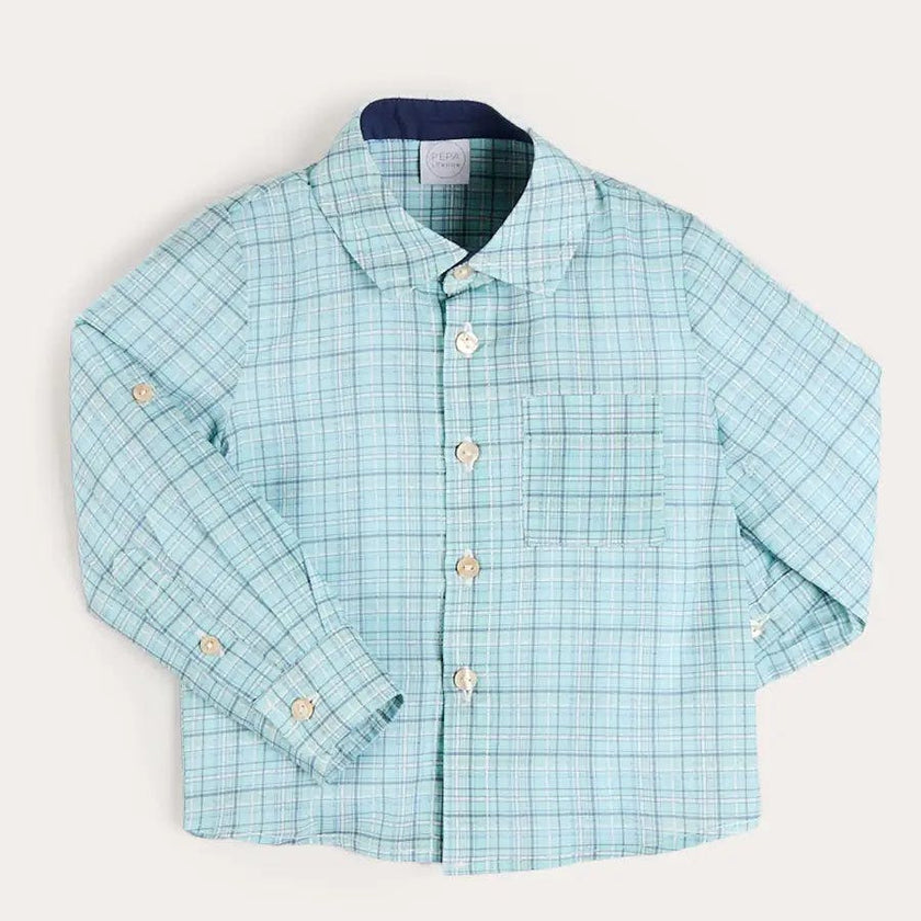 George Check Long Sleeve Shirt in Blue (12mths- 10yrs)