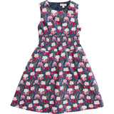 Mini Carly Dress in Navy Pressed Petals