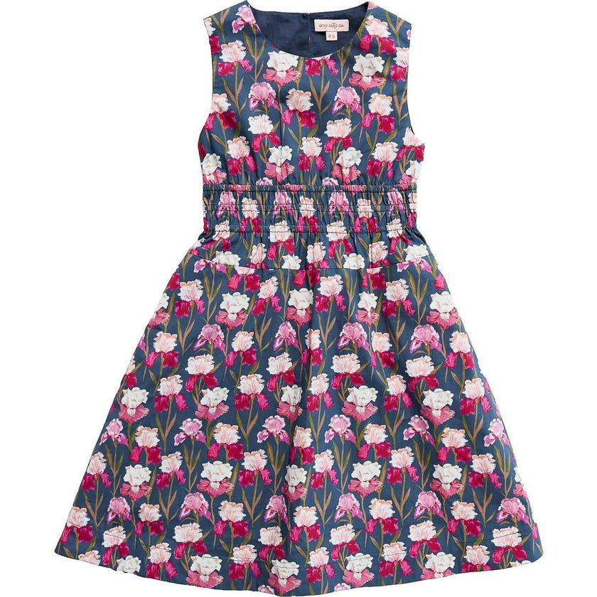 Mini Carly Dress in Navy Pressed Petals