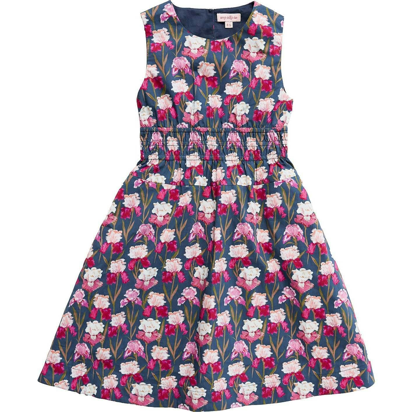 Mini Carly Dress in Navy Pressed Petals