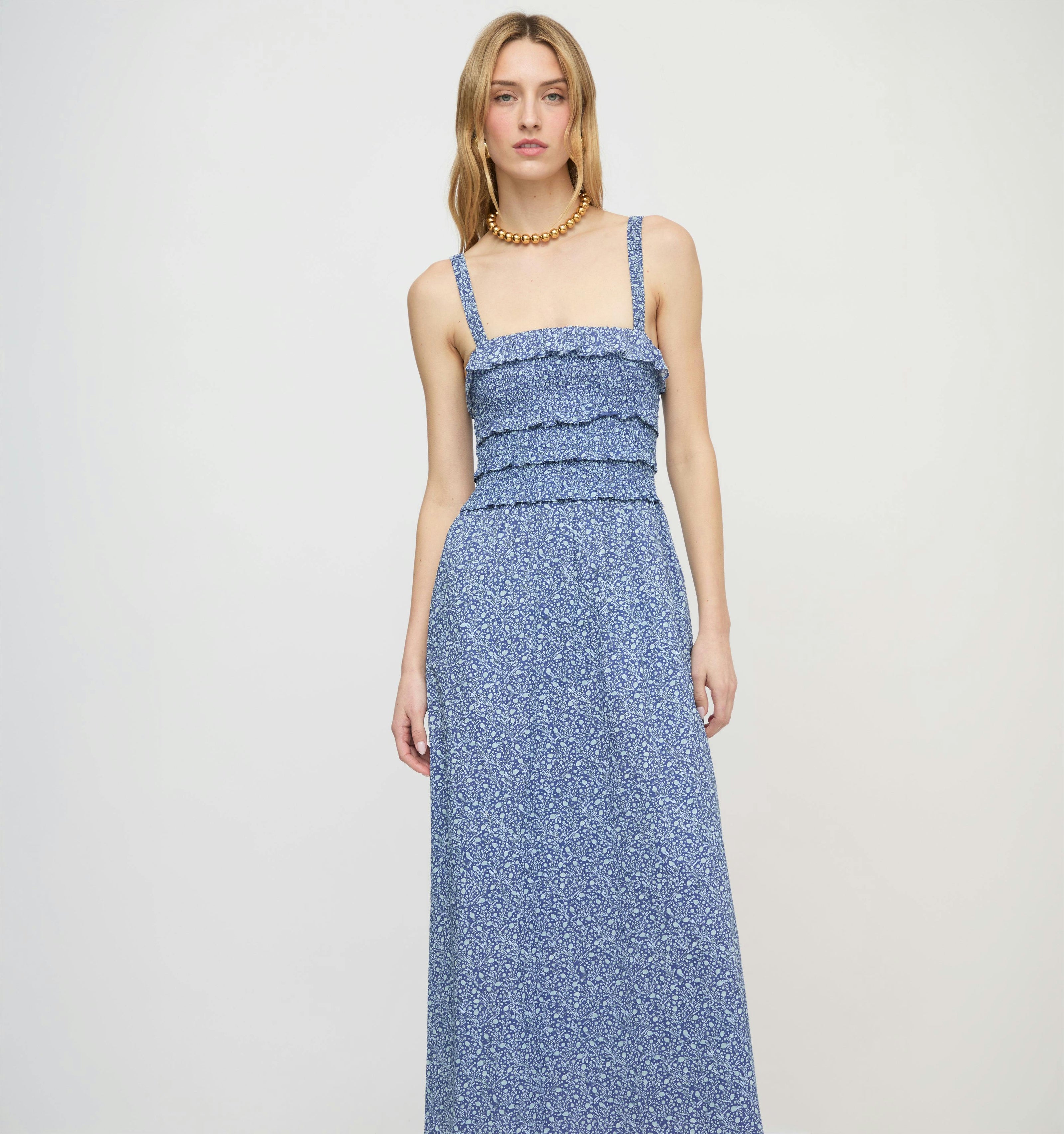 The Analiese Nap Dress - Cornflower Ditsy Thistle
