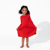 Winterberry Red Bamboo Girls' Long Sleeve Dress