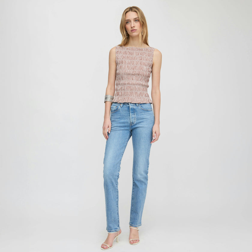 The Phoebe Nap Top - Cognac Gingham