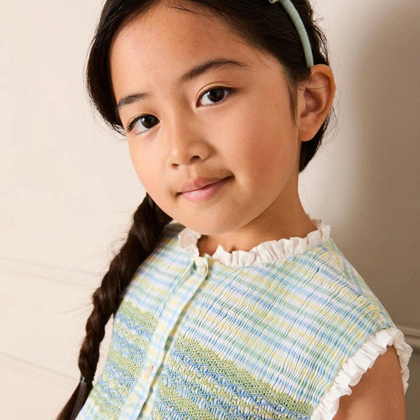 Pip Check Smocked Sleeveless Dress in Green (12mths- 10yrs)