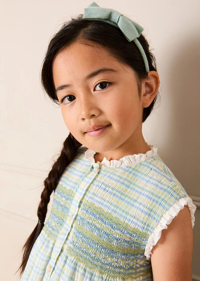 Pip Check Smocked Sleeveless Dress in Green (12mths- 10yrs)