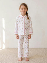 Roller Pups Girl Pima Cotton Kids Long Pajama Set