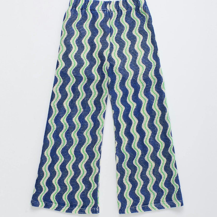 WAVY KNIT PANTS BLUE