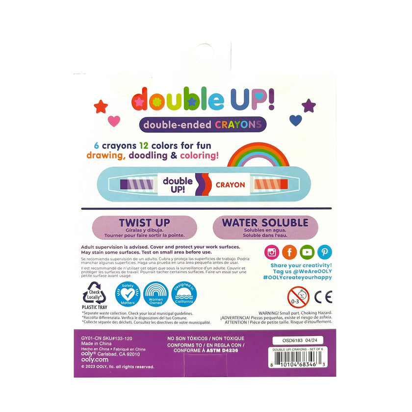 Double Up! Double-Ended Crayons - 12 Colors - Set of 6