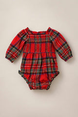 Baby Madeline Romper in Holiday Plaid