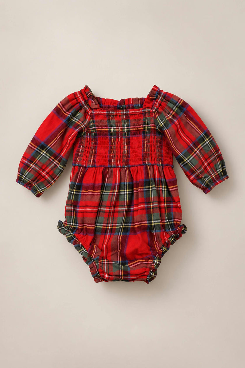 Baby Madeline Romper in Holiday Plaid