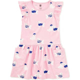 Flutter Sleeve Pocket Dress, Pink