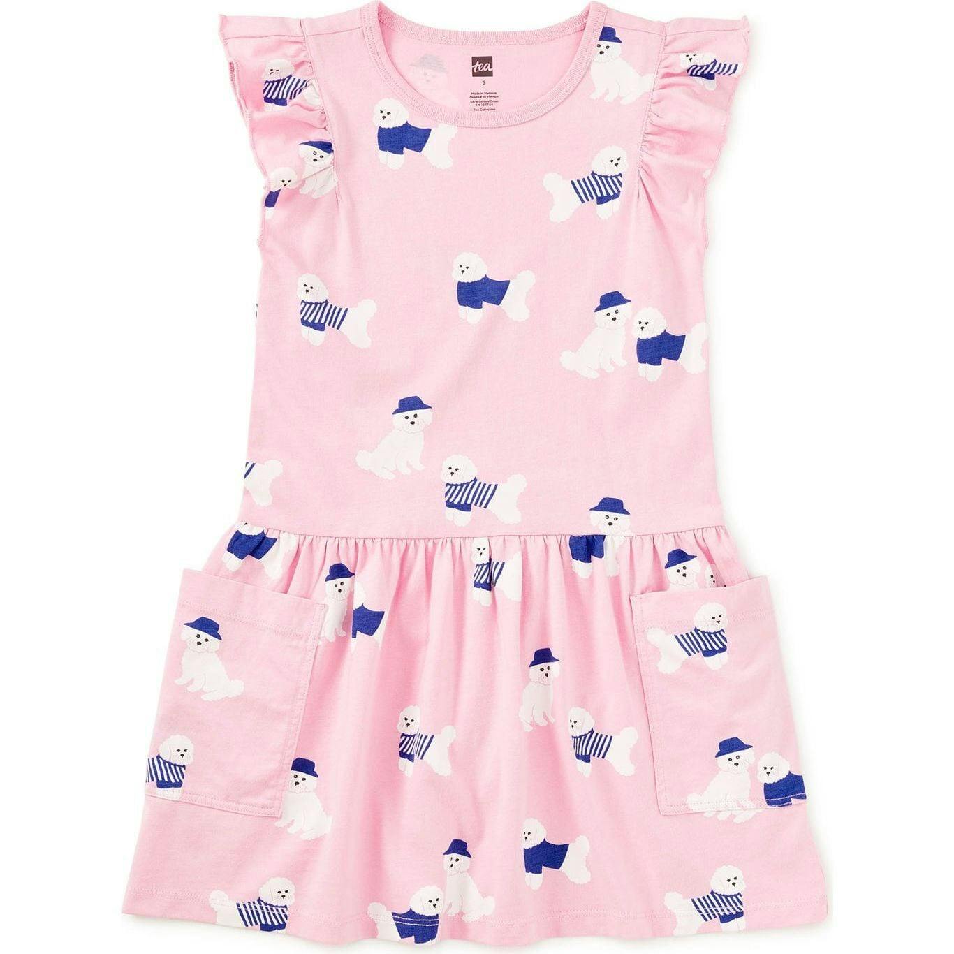 Flutter Sleeve Pocket Dress, Pink