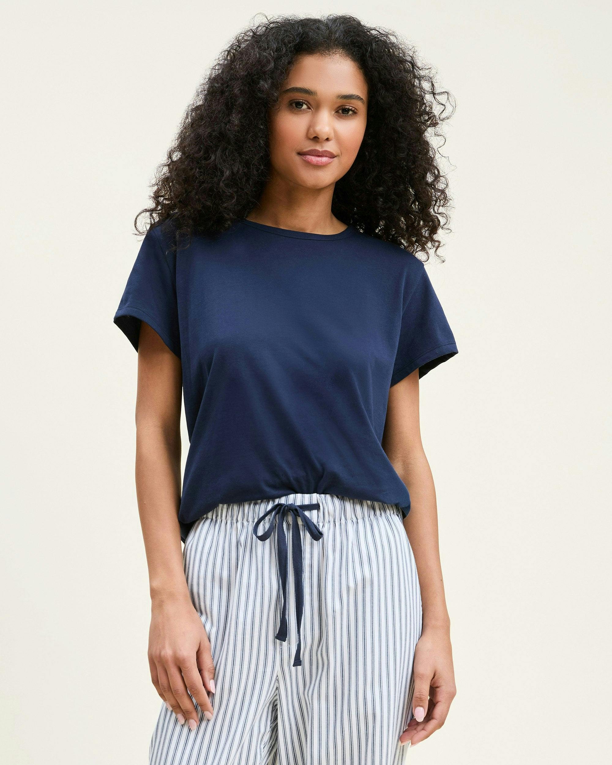 Women's Pima Essential Crew Neck Tee in Navy