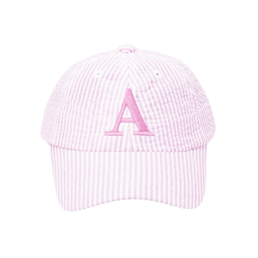 Customizable Bow Baseball Hat in Pink Seersucker (Baby/Toddler, Youth)
