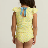 girls petite fleur cap sleeve rashguard set