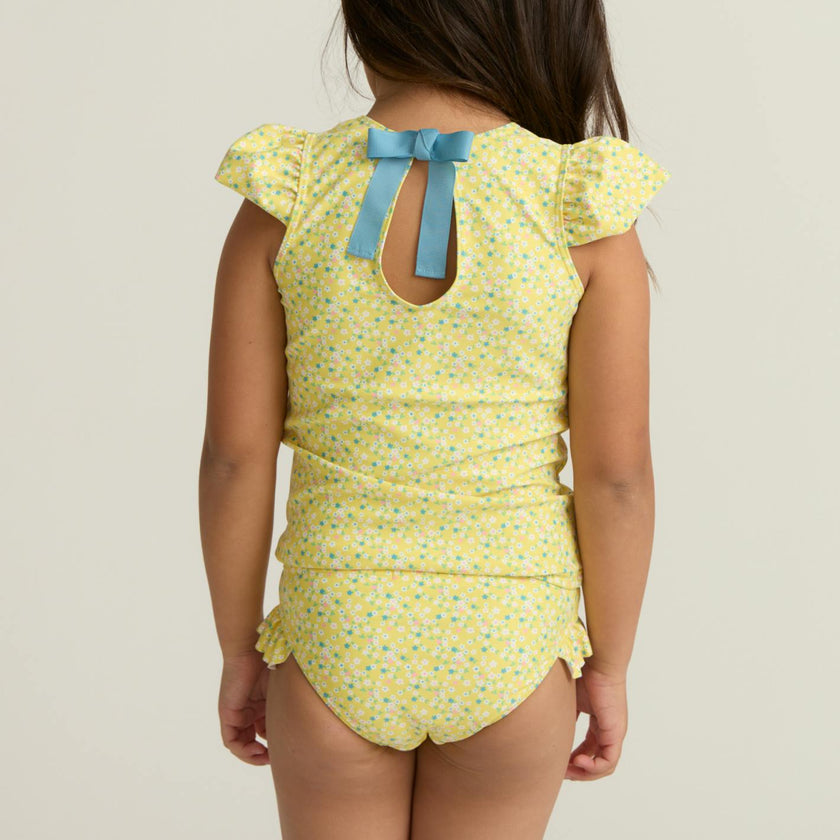 girls petite fleur cap sleeve rashguard set