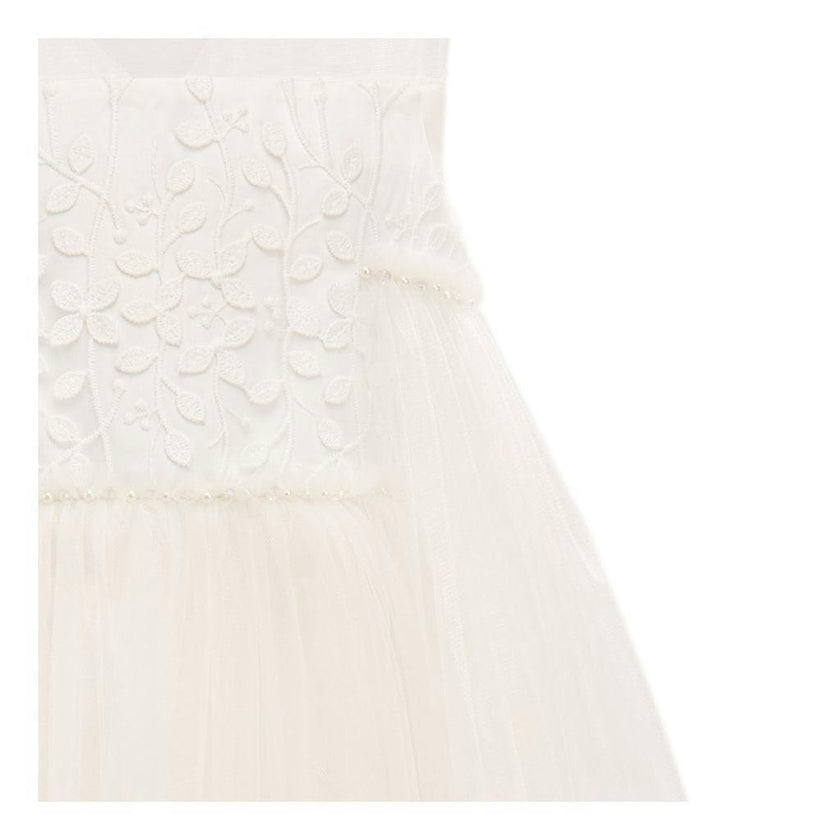 White Embroidered Tulle Dress