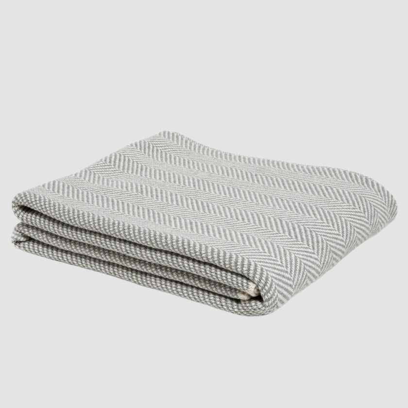 Cotton Sustainable Knit Throw Blanket - Herringbone