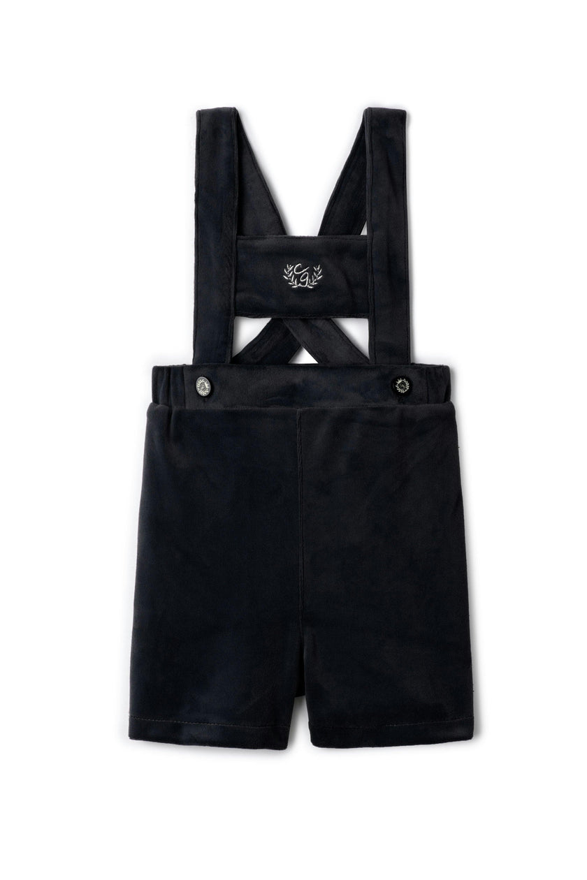 Crest Shorts Embroidered Velvet Overalls