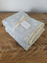 Daphne Icy Blue Floral QUILTED 6 Layer Gauze Blanket