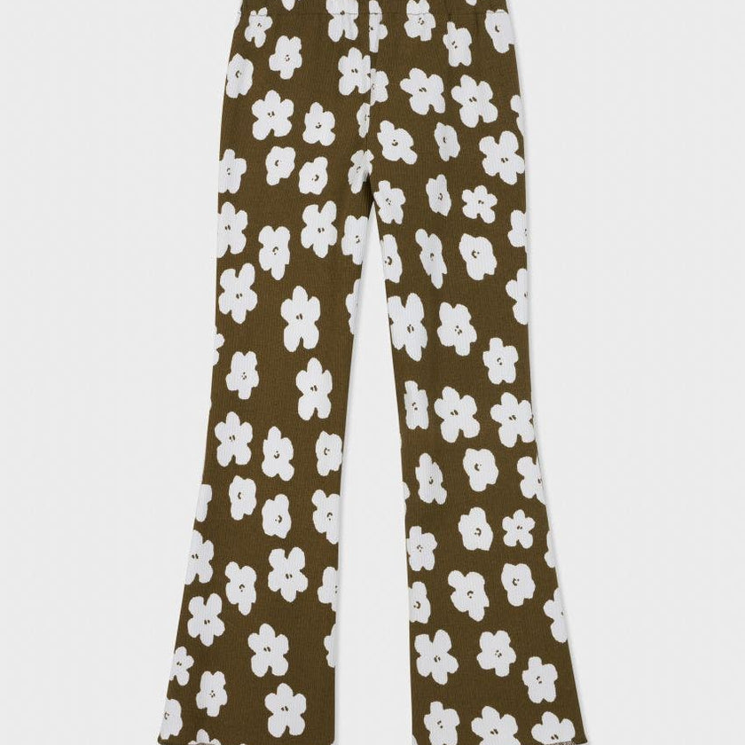 Organic Cotton Blend Flare Ribbed Pant
