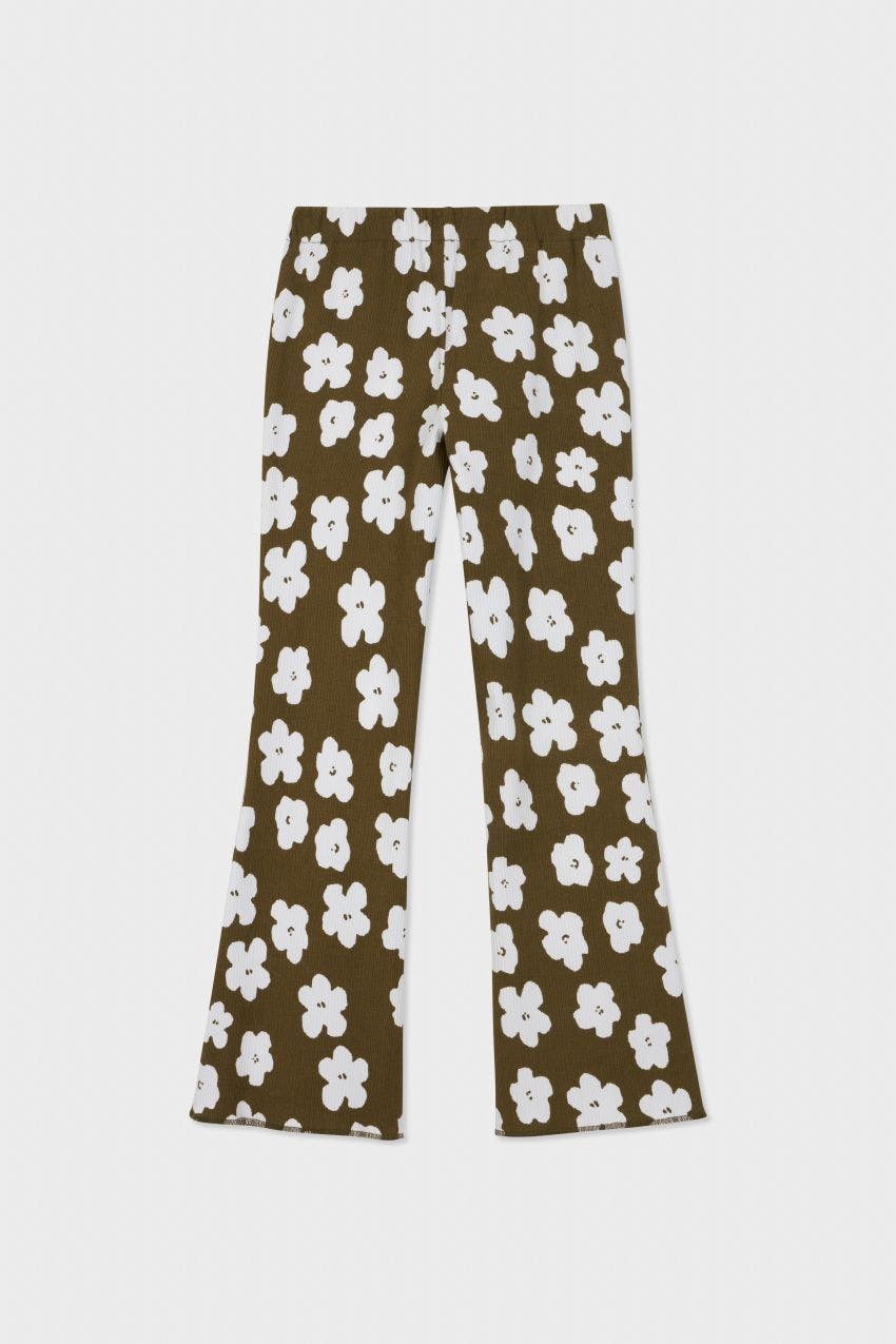 Organic Cotton Blend Flare Ribbed Pant