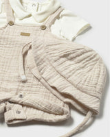 Beige Baby Romper & Hat Set