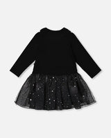 Bi-Material Dress with Glittering Skirt
